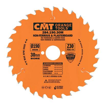 CMT rundsavsklinge til aluminium og plastik, Z30 TF, Ø190 x 2,6 x 30 mm