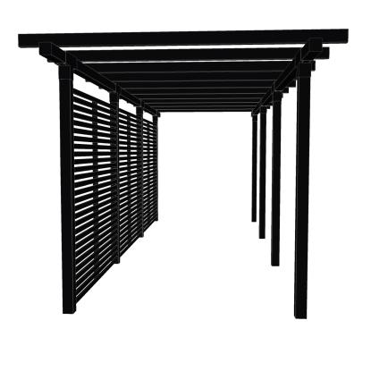 PLUS pergola dobbelt i 3 moduler med Tokyo hegn, sort/fyr - 664 x 238 x 218 cm