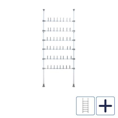 WENKO Hercules Shoes teleskopsystem til 24 par sko, 94 x 165-300 cm