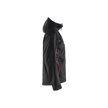 Blåkläder 4753 softshell jakke med hætte, sort/rød
