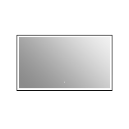 Danbad spejl med sort ramme og LED lys, 120x70 cm, mat sort