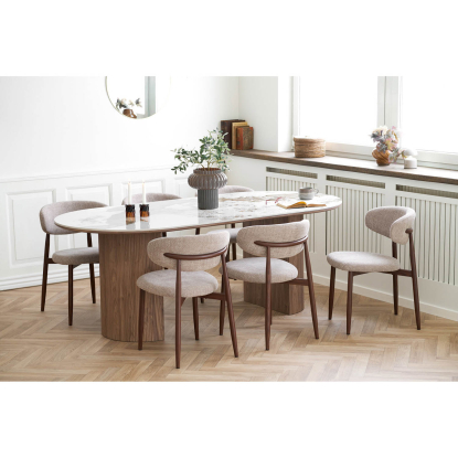 Athens spisebord med keramisk bordplade, hvid/brun, 100 x 210 cm