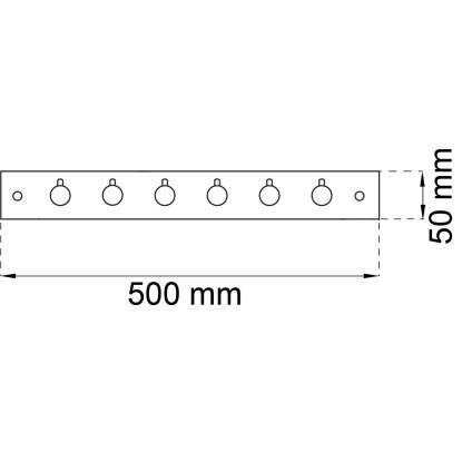 Habo Dot knagerække med 6 kroge, 500 mm, hvid/rustfrit stål