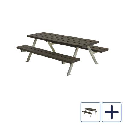 PLUS Alpha Junior bord/bænkesæt, sort/RePlast/stål