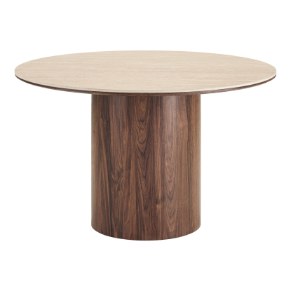 Delphi spisebord med keramisk bordplade, travertin/mørkebrun, Ø120 cm