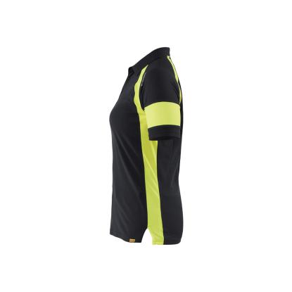 Blåkläder 3529 dame poloshirt, sort/hi-vis gul