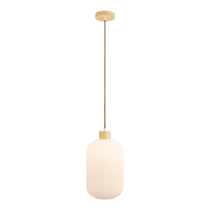 Argalo pendel i glas/træ, Ø20 cm, E27, hvid