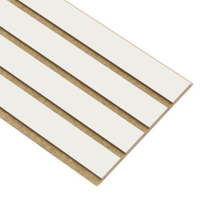 I-Wood Basic 4-lamel akustikpanel, hvidmalet, brun filt og lys kerne, folie, 16 x 300 mm 