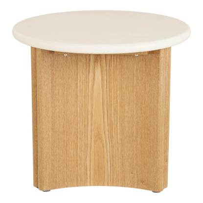 Motril hjørnebord, cement/askefiner, hvid, Ø50 cm