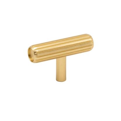Beslag design T Rille knop, børstet messing