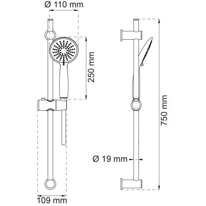 Habo Dahlia brusestangssæt, 3-spray, krom