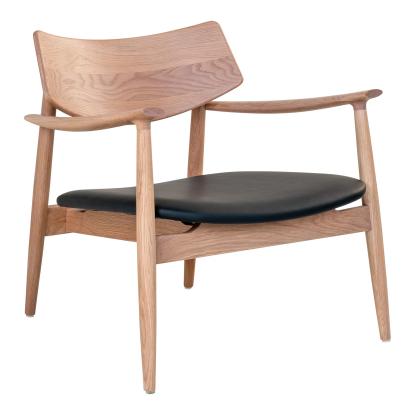 Loungestol, egetræ/PU sæde, natur/sort