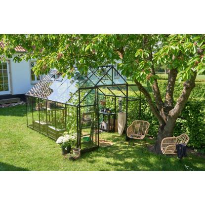 Halls Qube+ 812 drivhus 9,9 m², sort, 3 mm hærdet glas