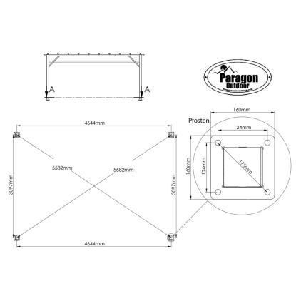 Paragon Outdoor Florenz 1116 pergola, aluminium, mørkt trælook, lys brunt tekstil, 236 x 505 x 350 cm