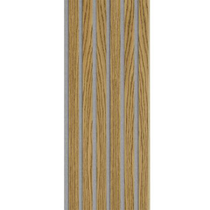 I-Wood Medio+ Original akustikpanel, brun olieret, grå filt og lys kerne, egefiner, 16 x 300 mm