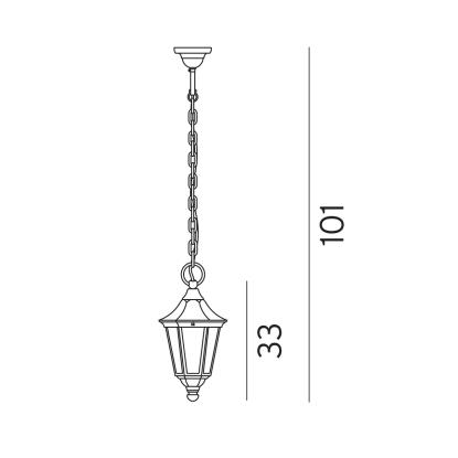 Norlys Modena loftlampe i kæde, E27, IP44, sort