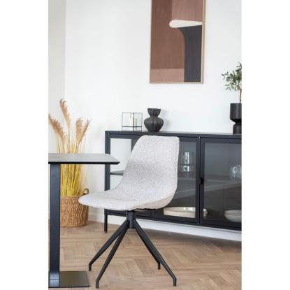 Fano cafebord, melamin plade og sort metal base, 70 x 70 x 75 cm, mørk sten