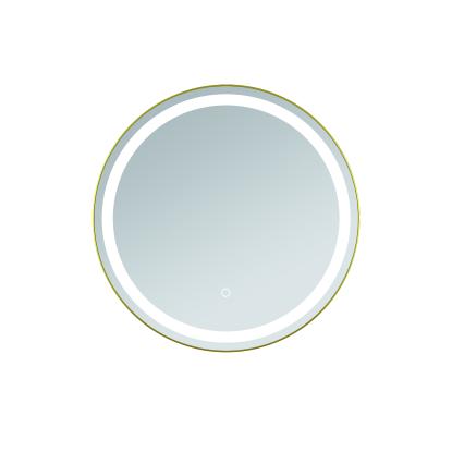 Danbad spejl med 25 mm ramme og LED lys, messing, Ø60 cm
