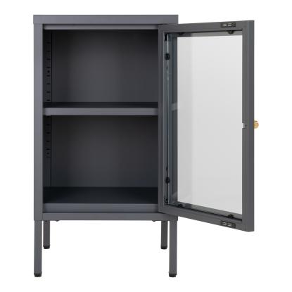 Skab, grå med glaslåge