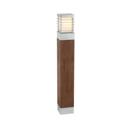 Norlys Halmstad Wood pullert, stor, E27, IP65, galvaniseret/bejset træ
