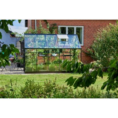 Halls Qube 610 drivhus 6,4 m², sort, 3 mm hærdet glas