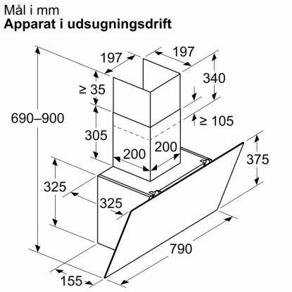 Siemens iQ100 væghængt emhætte LC85KDK60, sort, 80 cm