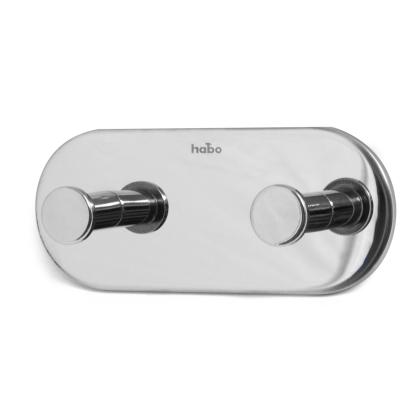 Habo Gentle dobbelt håndklædekrog, rund, selvklæbende, rustfri poleret