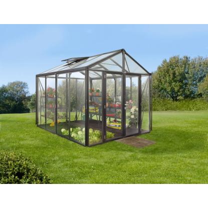 Vitavia Poseidon 8100 drivhus, sort, 8,1 m², 3 mm hærdet glas + 10 mm polytag