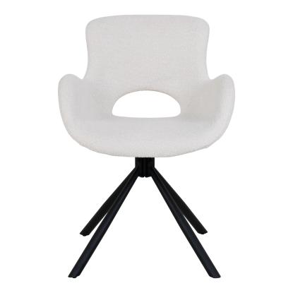 Spisebordsstol, i bouclé off-white med drejefod