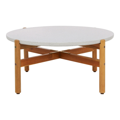 Terracina sofabord med terrazzo bordplade, akacie, Ø84,5 cm