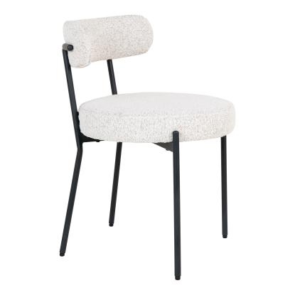 Spisebordsstol, hvid bouclé med sorte ben