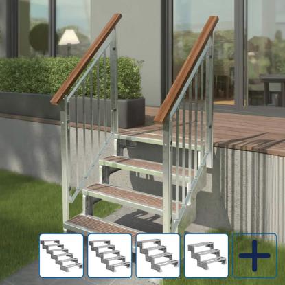 DOLLE Gardentop terrassetrappe med trinbakke, inkl. 2 sider gelænder