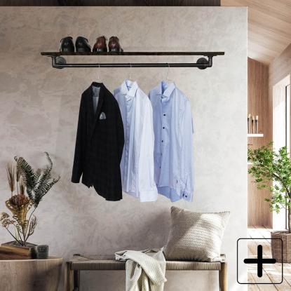 Simple Racks Malmø bøjlestang med hylde, sort
