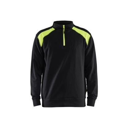 Blåkläder 3353 sweatshirt half zip, sort/hi-vis gul