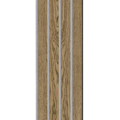 I-Wood Medio+ 4-lamel akustikpanel, mørkebrun olieret, grå filt og sort kerne, egefiner, 17 x 300 mm