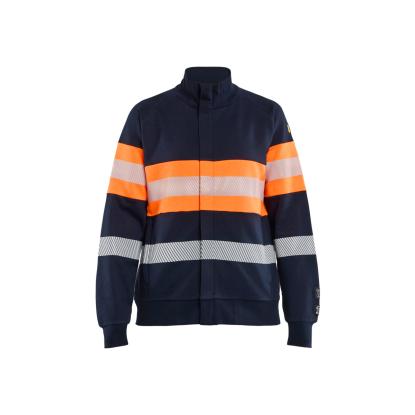 Blåkläder 3472 dame multinorm sweatshirt full zip inherent, marineblå/hi-vis orange