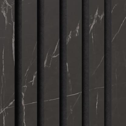 FOG & VENØ Laminate akustikpanel, marble black, sort MDF, sort filt, 600 x 2400 x 20 mm