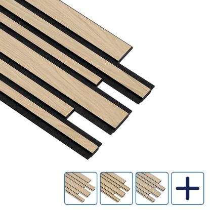 I-Wood Pro+ I-Lock Mixed akustikpanel, ubehandlet natur, sort kerne, egefiner, 17 x 300 x 2400 mm