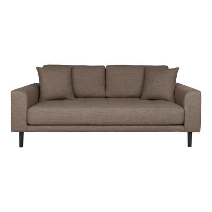 2,5 personers sofa, brun med to puder og sorte træben