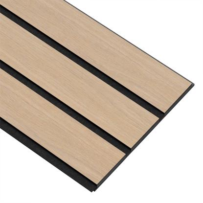 I-Wood Medio+ 3-lamel akustikpanel, ubehandlet natur, sort filt og sort kerne, egefiner, 17 x 300 mm