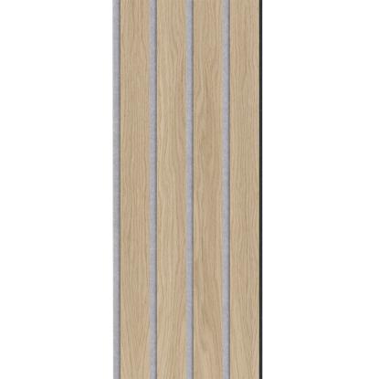 I-Wood Medio+ 4-lamel akustikpanel, hvid olieret, grå filt og sort kerne, egefiner, 17 x 300 mm