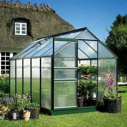 Halls Popular drivhus 5,0 m², grøn, 4 mm poly