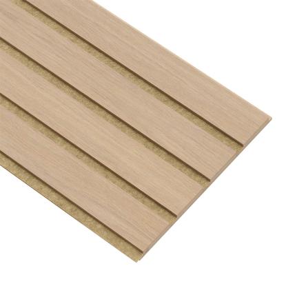 I-Wood Basic 4-lamel akustikpanel, ubehandlet natur, brun filt og lys kerne, egefiner, 16 x 300 mm 