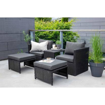 Venture Design Quad loungesæt med 2 stole og fodskamler, sort