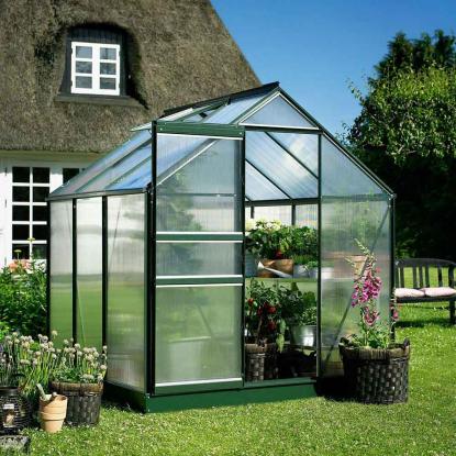 Halls Popular drivhus 3,8 m², grøn, 4 mm poly