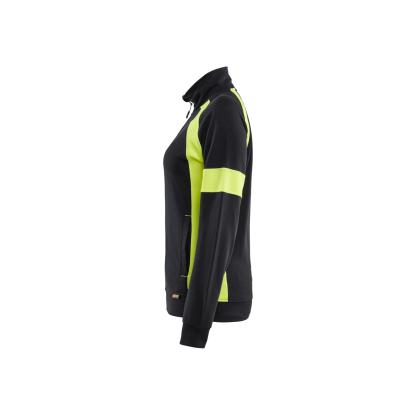 Blåkläder 3568 dame sweatshirt full zip, sort/hi-vis gul