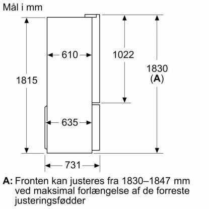 Bosch KFI96AXEA fritstående amerikanerkøleskab, 375 + 199 liter