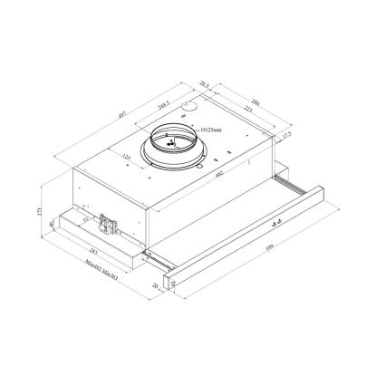 Silverline SL1151 CV Zeus emhætte til centralventilation, hvid, 60 cm