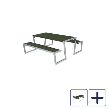 PLUS Zigma bord/bænkesæt, grøn/nåletræ, 176 cm