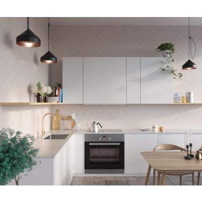 Fibo Kitchen Board vægplade med sildebensfliselook, 10 x 600 x 580 mm, terrasso light silk - 2 stk.